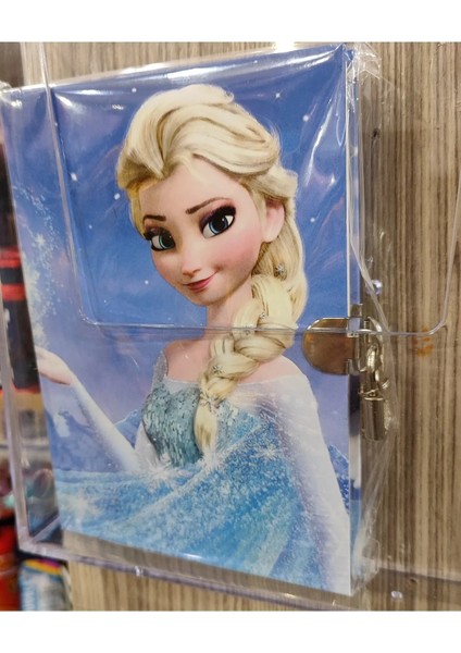 Ciltli Sert Kapak Kilitli Ajanda Günlük Çok Amaçlı Çizgili Defter Elsa Figürlü AD7415