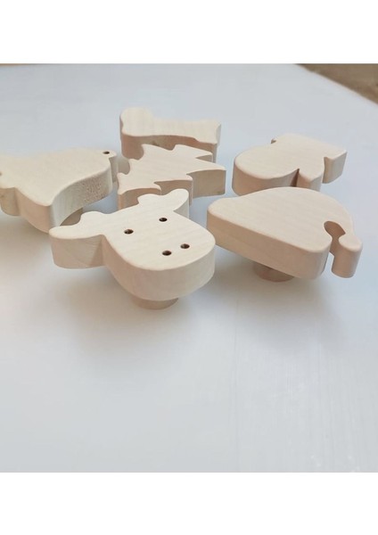 6 Adet Noel Figürlü Çam Ağacı Kulp Yeniyıl Yılbaşı Şekilli Ahşap Çekmece Dolap Kulpu fiyatları