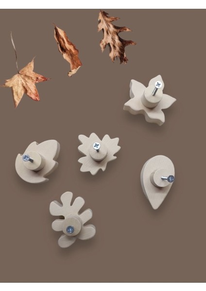 5 Adet! Bebek Odası Ahşap Çekmece ve Dolap Kulpu, Sonbahar Temalı Kulp, Yaprak Kulp modelleri