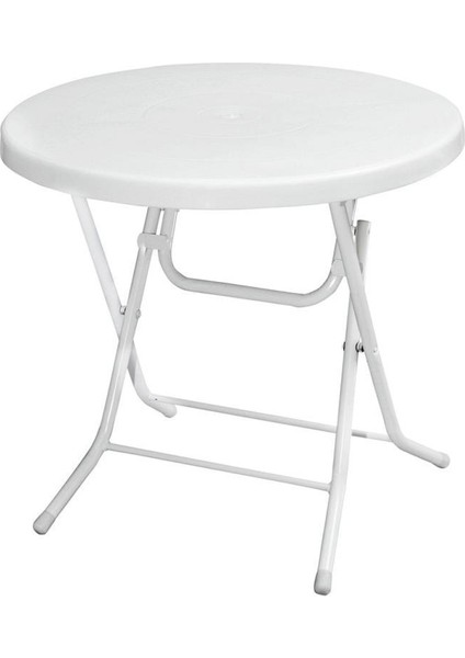 MT-GFM205 Rose Plastik Yuvarlak Katlanır Bahçe Balkon Masa Ø75 cm Beyaz