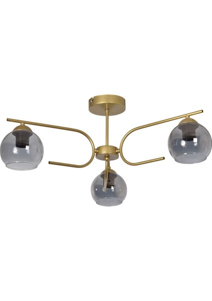 Aloha Modern Tasarım Salon Yatak Odası Mutfak Eskitme Renk Füme Camlı 3 Lü Avize modelleri