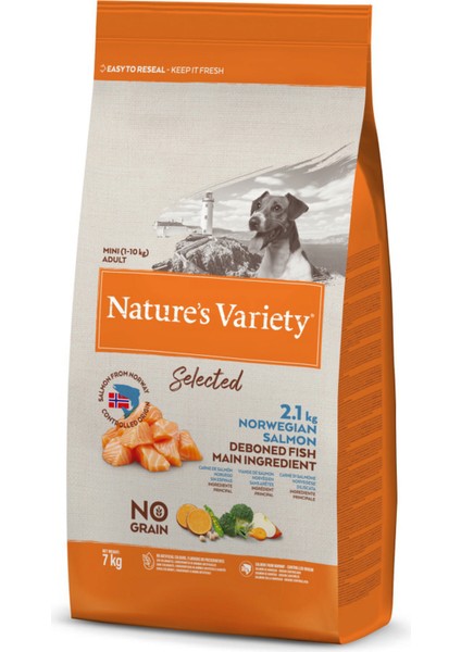 Natures Variety Dog No Selected Mini Adult Norw. Salmon 7kg Glstd