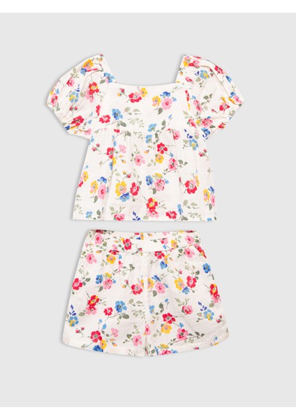 Kız Bebek Çok Renkli Çiçek Desenli Outfit Set