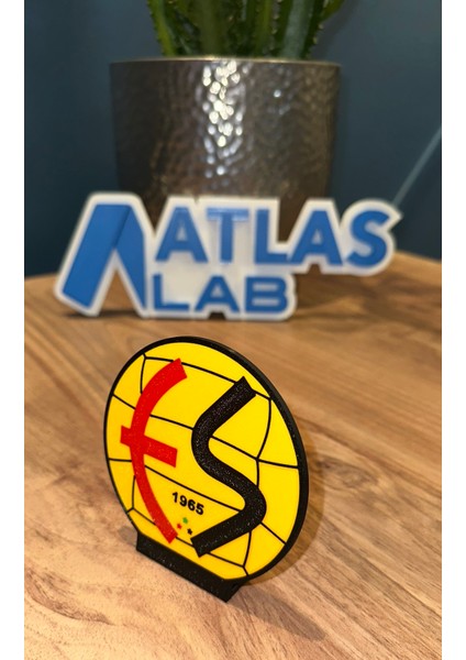 Eskişehirspor 3D Baskı Arma Logo – Masaüstü Dekoratif Stand - Kırmızı Siyah Taraftar Hediyelik Ürün fiyatları