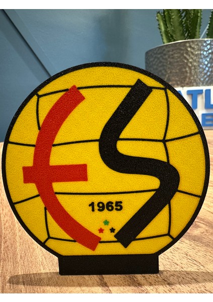 Eskişehirspor 3D Baskı Arma Logo – Masaüstü Dekoratif Stand - Kırmızı Siyah Taraftar Hediyelik Ürün fırsatları
