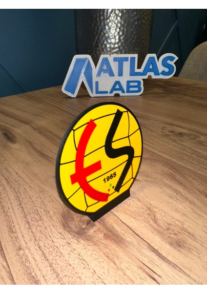 Eskişehirspor 3D Baskı Arma Logo – Masaüstü Dekoratif Stand - Kırmızı Siyah Taraftar Hediyelik Ürün indirimleri