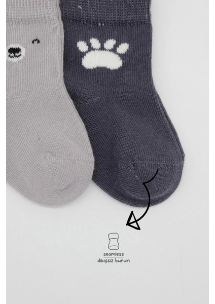 Bistyle Bear Penye Soket Çorap 2'li BS10116 Gri modelleri