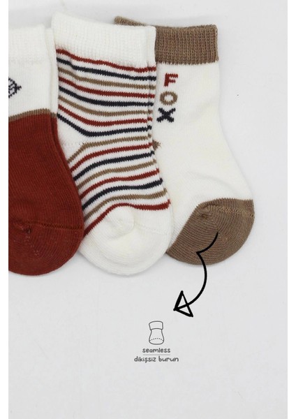 Bistyle 3'lü Penye Soket Çorap BS10109 Kiremit modelleri