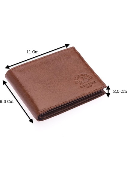 Hakiki Deri Bol Kart Bölmeli Erkek Cüzdan - Taba