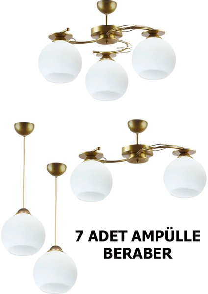 Ampül Dahil Modern Ilay Avize Seti Salon Yatak Odası Mutfak Giriş 2li 3lü Tekli Avize