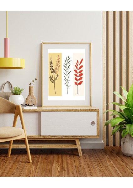 Bohem Botanik Duvar Sanatı Seti | Toprak Tonlarında Yaprak Baskıları | Modern Minimalist Poster