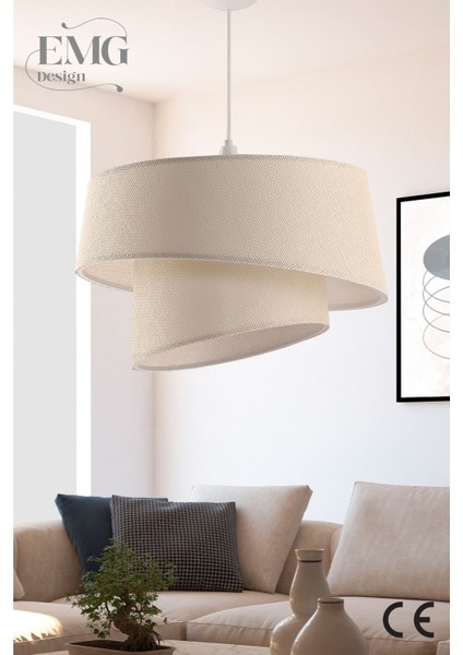 Manolya Modern Kumaş Başlıklı 2 Katlı Yatak Odası Çocuk Odası Salon Mutfak Hol Avize