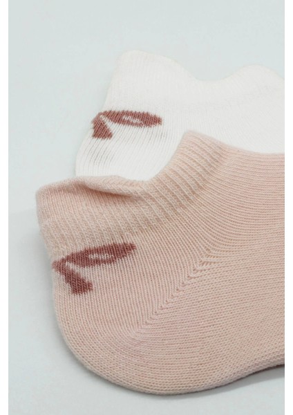 Bistyle 2'li Sneakers Smile Penye Çorap BS20106 Pembe Ekru modelleri