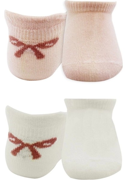 Bistyle 2'li Sneakers Smile Penye Çorap BS20106 Pembe Ekru
