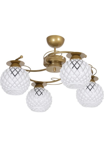 Yankı Modern Dekoratif Eskitme Renk Beyaz Kabartma Salon - Mutfak - Yatak Odası 4 Lü Avize