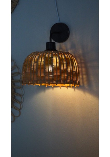 Rattan Aplik 25 x 30 cm "stone" - El Yapımı Doğal Aydınlatma