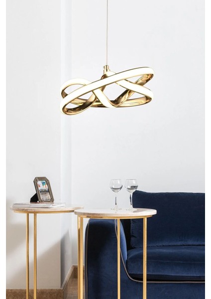 Eclipse Model Gold Renk Metal Salon Mutfak Oturma Yatak Odası 3 Renk LED Sarkıt Avize