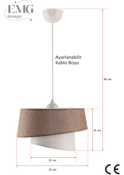 Manolya Modern Kumaş Başlıklı 2 Katlı Yatak Odası Çocuk Odası Salon Mutfak Hol Avize