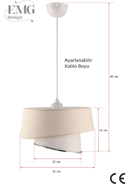 Manolya Modern Kumaş Başlıklı 2 Katlı Yatak Odası Çocuk Odası Salon Mutfak Hol Avize