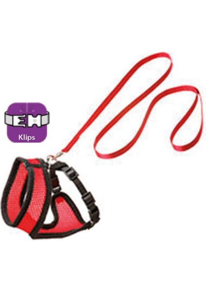 Karlıe Kedi Göğüs Tasma 38CM Kırmızı-Siyah Glstd