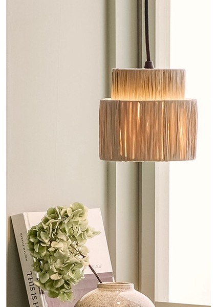 Iki Katlı Rafya Bohem Rustik Yatak Başı Avize