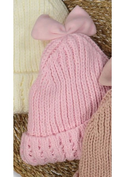Kitti Bebe Kız Kulaklı Bere (1-4 Yaş) K24120-05 Açık Pembe