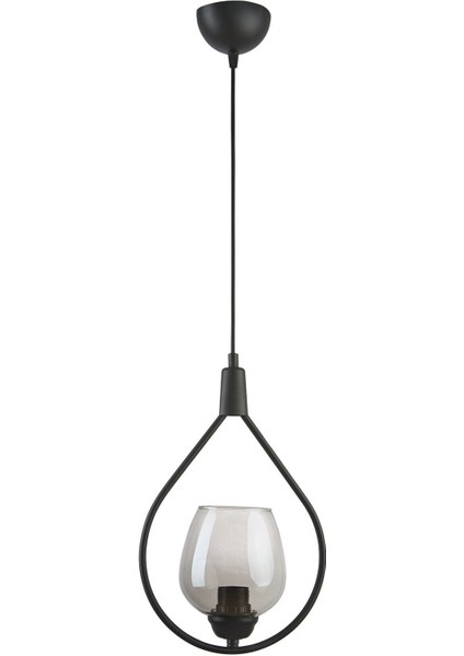 Deco Özel Tasarım Salon - Mutfak - Yatak Odası Siyah Renk Füme 110 Camlı Tekli Avize