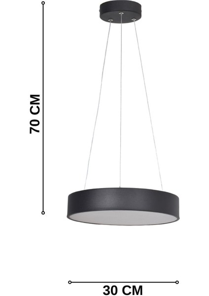 Dakota Modern Panel Ledli Salon Oturma Odası Yatak Odası Mutfak Siyah Renk LED Avize (Beyaz Işık) modelleri