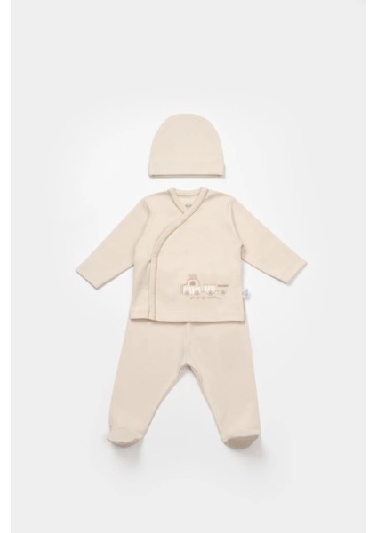 Bibaby Bimini Canvas Trains Boy 3'lü Set 73349 Latte