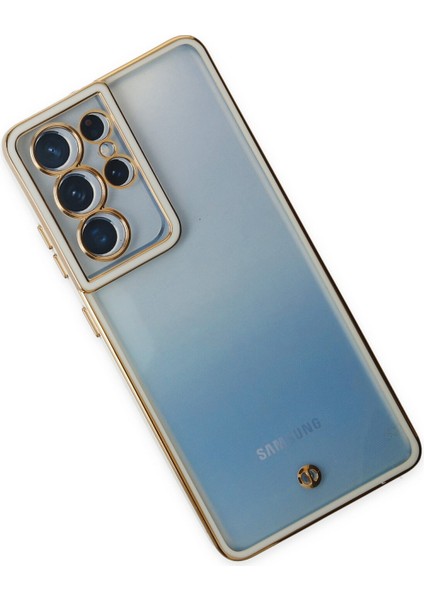 Samsung Galaxy S21 Ultra Kılıf Liva Lens Silikon - Beyaz Glstd
