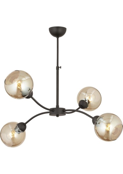 Ecvet 4lü Siyah Modern Oturma Odası Yatak Odası Retro Salon Avize