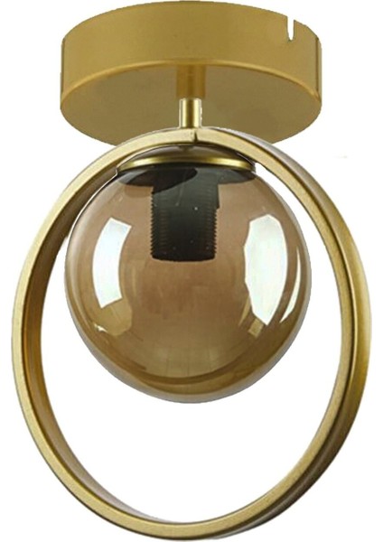 Peri Metal Halka Salon - Mutfak - Yatak Odası Gold Füme Tekli Avize