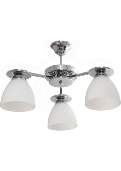 Topaç Modern Salon - Mutfak - Yatak Odası Camlı Krom 3 Lü Avize