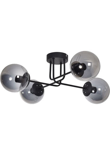 Safir Modern Tasarım Salon Yatak Odası Mutfak Siyah Renk Füme Camlı 4 Lü Avize fiyatları