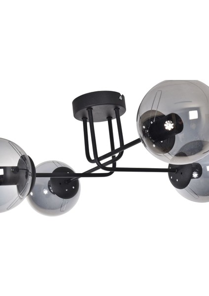 Safir Modern Tasarım Salon Yatak Odası Mutfak Siyah Renk Füme Camlı 4 Lü Avize modelleri