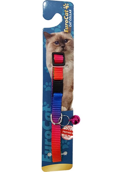 Gökkuşağı Renkli Çıngıraklı Kedi Boyun Tasması Glstd