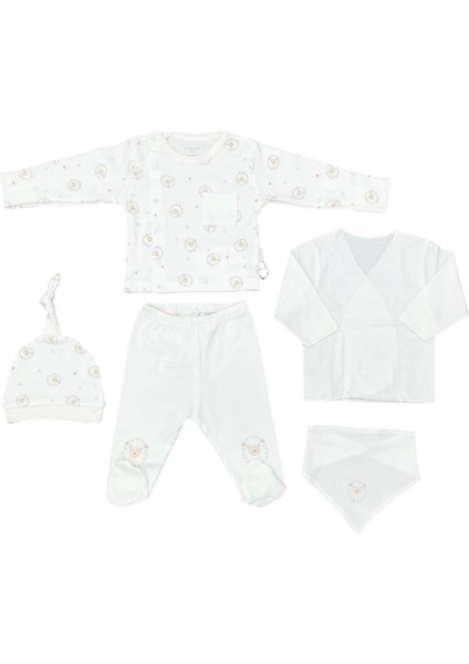 Andywawa AC25560 Newborn Set Tinny Ships 5'li Hastane Çıkışı Ekru