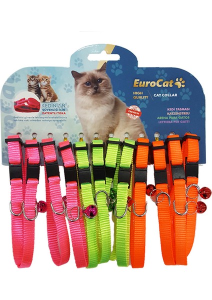 Renkli Çıngıraklı Kedi Boyun Tasması 12'lü Glstd