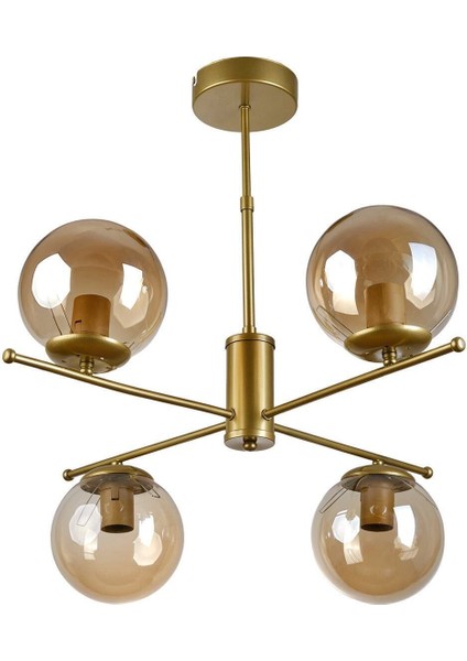 Lessie Modern Tasarım Yatak Odası Mutfak Salon Eskitme Renk Bal Camlı 4 Lü Avize