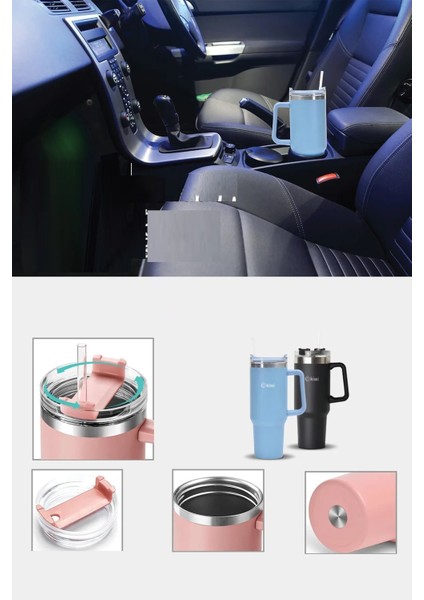 Büro Ev Ofis Yazlık Kamp Için 1,2lt Araç Bardaklığı Uyumlu Pipetli Çelik Bardak Termos modelleri