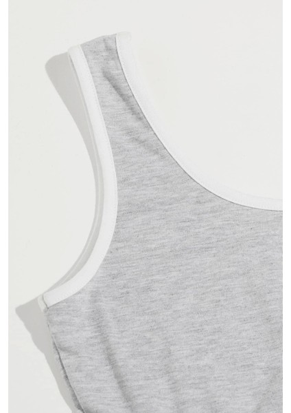 Marsilyan- Kadın Gri Askılı Crop Top ve Şortlu Gecelik Takım