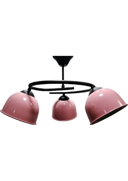 Modern Üçlü Pembe Başlık Genç,çocuk,yatak Odası Metal Sarkıt Avize