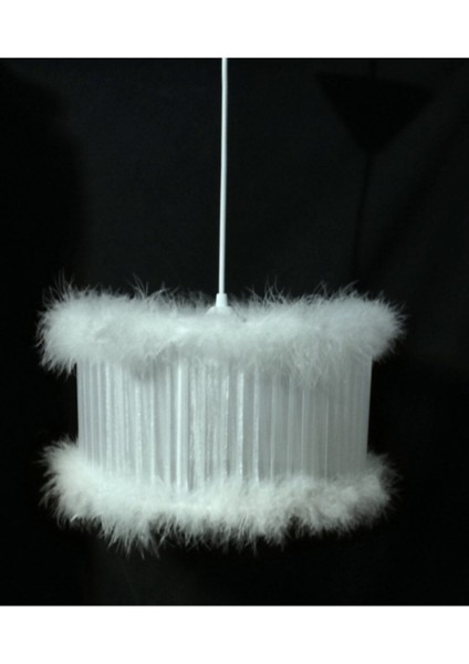 Beyaz Tüylü Yatak Odası Avize Çap 30 cm fiyatları