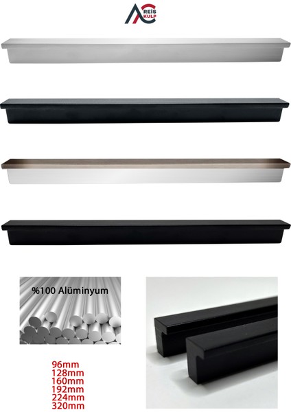 Fulya Alüminyum Metal Lüks Modern Mobilya Çekmece Mutfak Dolabı Kulpu