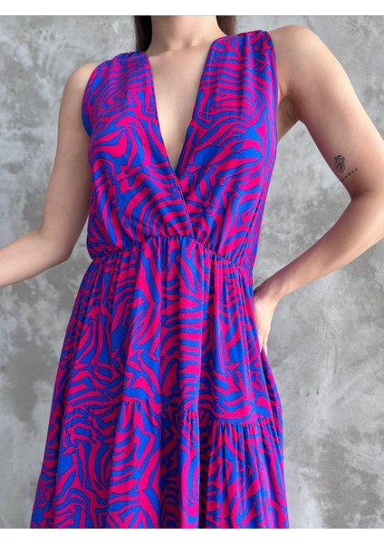 Kadın Ön ve Arka Kruvaze Desenli Elbise Mor modelleri