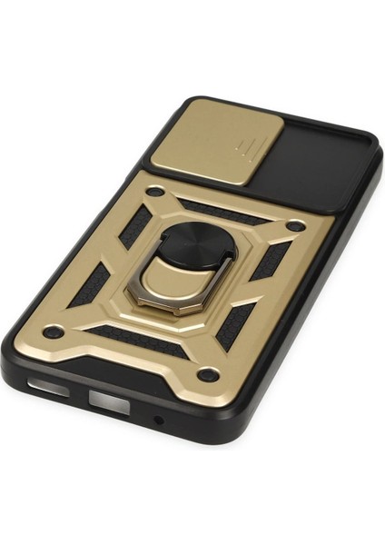 Xiaomi Poco M5 Kılıf Pars Lens Yüzüklü Silikon - Gold Gnzrz