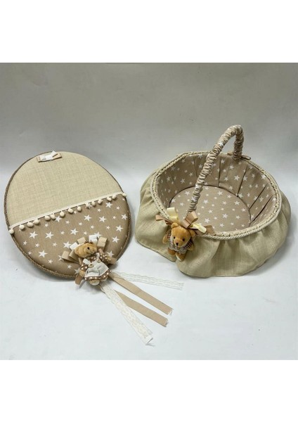 - Baby Shower 2 Adet Kapı Süsü Sepet Seti Krem Glstd