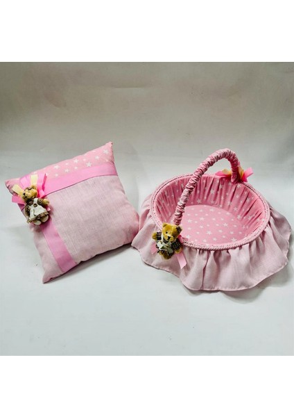 - Baby Shower Sepet Takı Yastık Seti Pembe Glstd