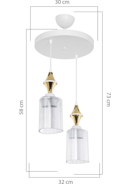 Akses Karo Gold 2'li Üçgen Şeffaf Salon Yemek Odası Oturma Odası Antre Mutfak Yatak Odası Avize