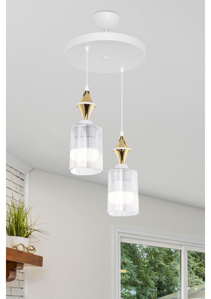 Akses Karo Gold 2'li Üçgen Şeffaf Salon Yemek Odası Oturma Odası Antre Mutfak Yatak Odası Avize fırsatları